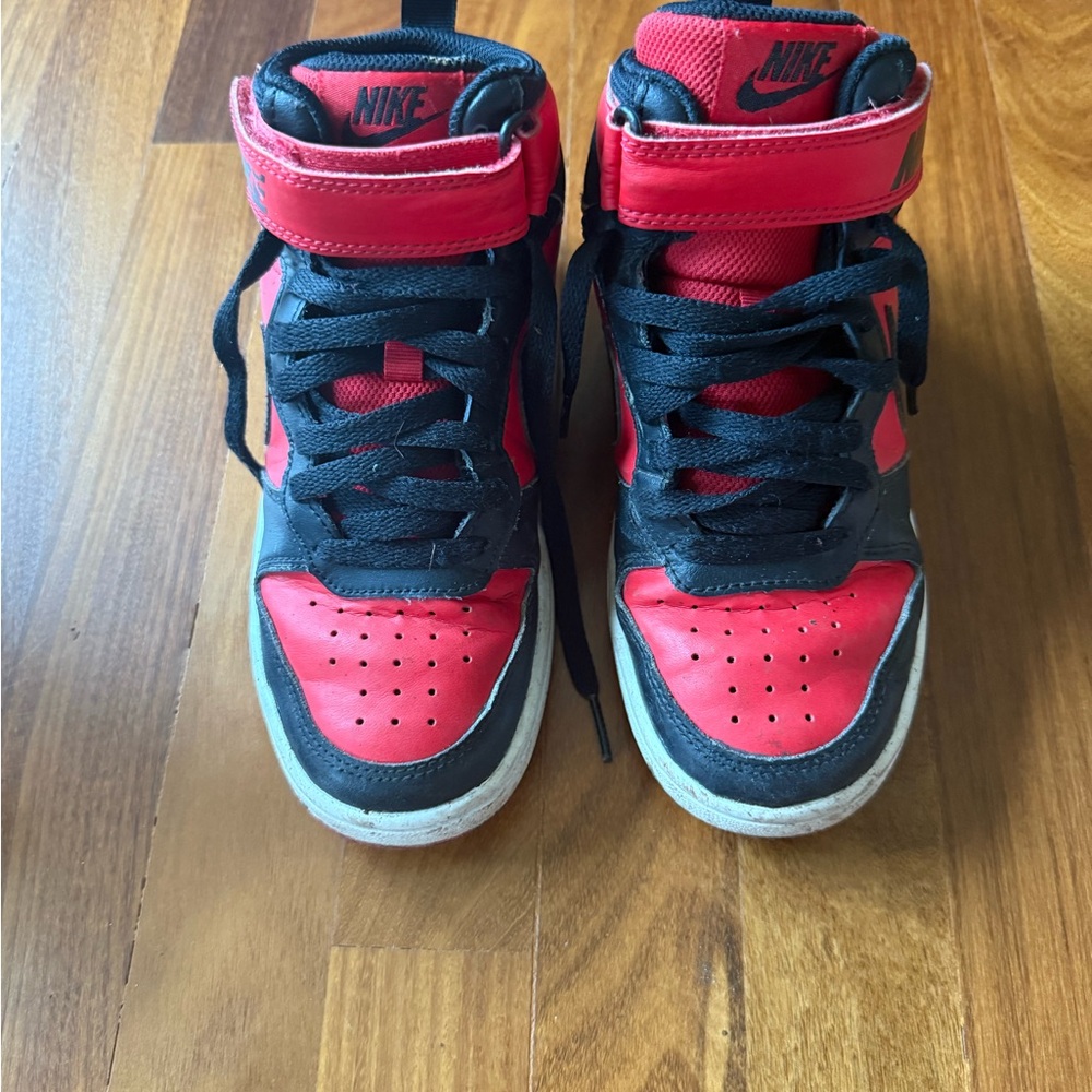Nike Kids Red and Black High-Top Sneakers